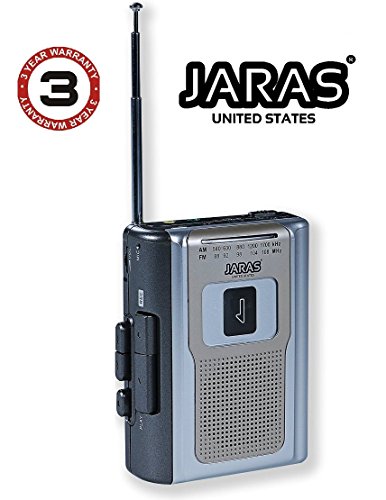 Jaras Limited Edition Portable AM/FM Radio Personal Cassette Player Compact Lightweight Design Stereo AM/FM Radio Cassette Player/Recorder & Built in Speakers