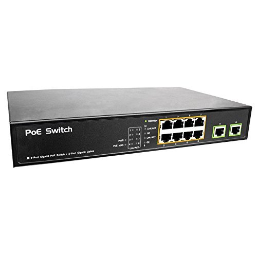 BV-Tech 8 Gigabit PoE+ Ports with 2 Enthernet Uplink, 130W, 802.3af/at POE-SW802G