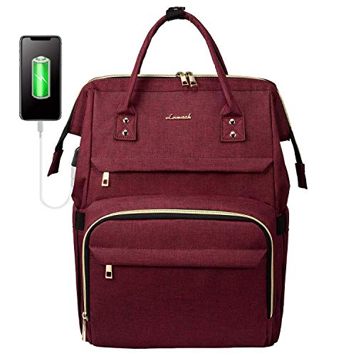 LOVEVOOK Laptop Backpack(17-Inch), Womens Laptop Bag Large Backpack Purse School Backpack Large Capacity Bookbag, Wine Red