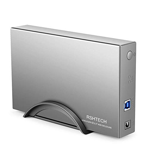 RSHTECH Hard Drive Enclosure USB 3.0 to SATA Aluminum External Hard Drive Dock Case for 3.5 inch HDD SSD up to 12TB Drives Support UASP