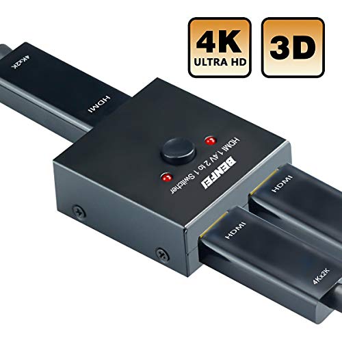 HDMI Switch 4K HDMI Splitter, BENFEI HDMI Switcher 2 Input 1 Output, HDMI Switch Splitter 2 x 1/1 x 2. Supports 4K 3D HD 1080P for Xbox PS4 Roku HDTV