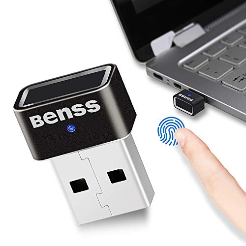 USB Fingerprint Reader Analyzer for Windows 7 8 10 Hello, Benss Wireless Fingerprint Scanner Security Login Lock with WQHL Fido Certification for PC Laptop, 2 Years Warranty Black