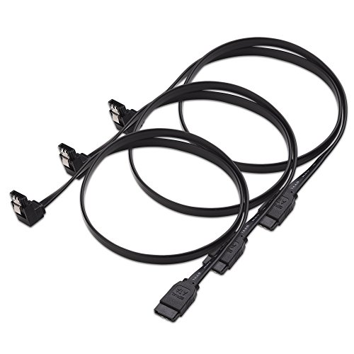 Cable Matters 3-Pack 90 Degree Right Angle SATA III 6.0 Gbps SATA Cable (SATA 3 Cable) Black - 18 Inches