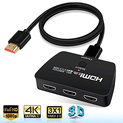 4K@60Hz HDMI Switch,NEWCARE HDMI Switch 3 in 1 Out,3-Port HDMI Switcher Selector,Supports 4K,3D,HDCP2.2,HDMI2.0,HDR,for Apple TV 4K, Fire Stick, HDTV, PS4, Game Consoles, PC and More.