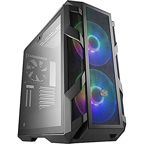 Cooler Master MasterCase H500M ARGB Airflow ATX Mid-Tower with  Quad Tempered Glass Panels, Dual 200mm ARGB Fans, Type-C I/O Panel,  Vertical GPU Slots & ARGB Lighting System