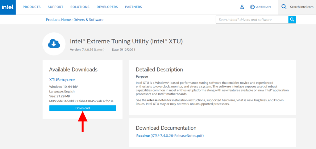 Intel extrema tuning utility download page